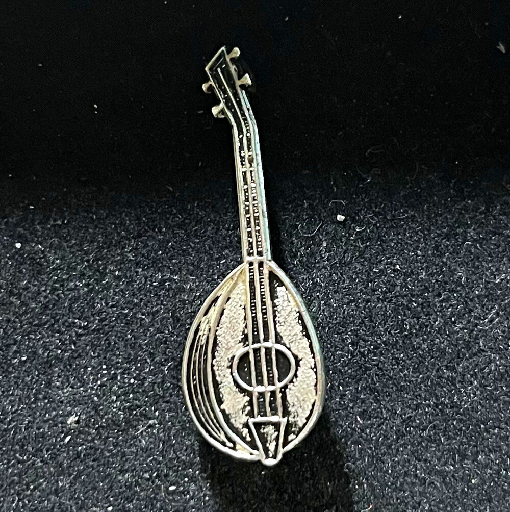 Vintage sterling silver mandolin pin. Stamped.